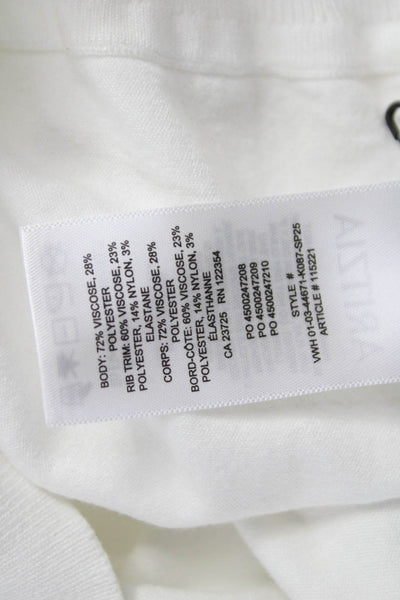 Babaton Womens Basic One Shoulder Long Sleeve T Shirt White Viscose Size XS