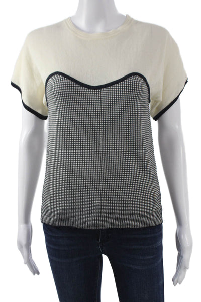 Sita Murt Women Basic Crew Neck Check Multicolor Short Sleeve T-Shirt Size M