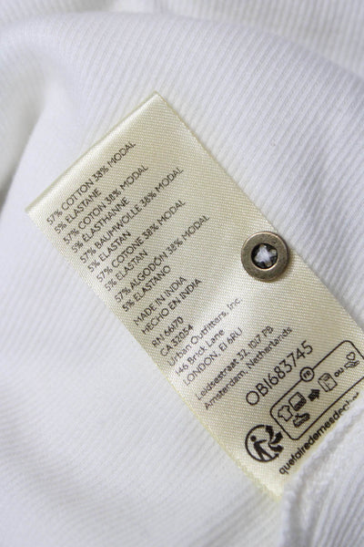Pilcro Anthropologie Women White Henley Short Sleeve Basic T-Shirt Size S