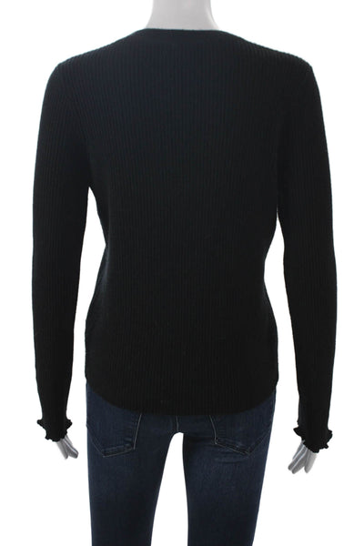 Lisa Todd Womens Henley Sweater Black 90% Wool Long Sleeve Size S