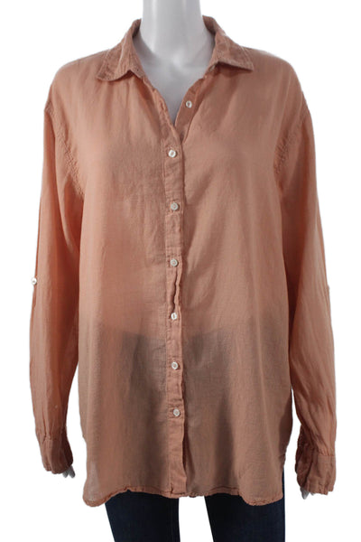 Sundry Womens Collared Button Up Blouse Orange 100% Cotton Size 2