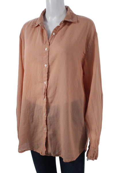 Sundry Womens Collared Button Up Blouse Orange 100% Cotton Size 2