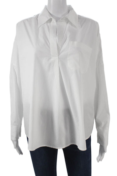 French Connection Women Collared Cotton Pullover Long Sleeve Blouse Size S