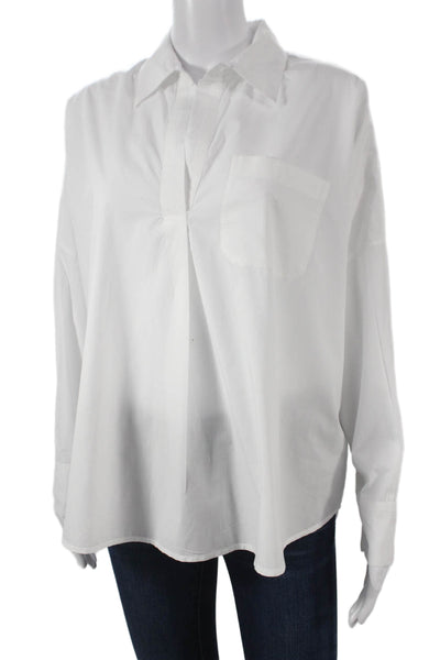French Connection Women Collared Cotton Pullover Long Sleeve Blouse Size S