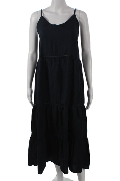Splendid Womens Black Linen V-Neck Sleeveless Maxi Dress Size S