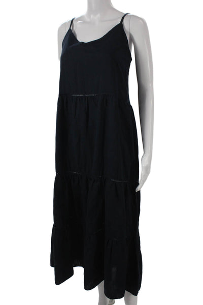 Splendid Womens Black Linen V-Neck Sleeveless Maxi Dress Size S