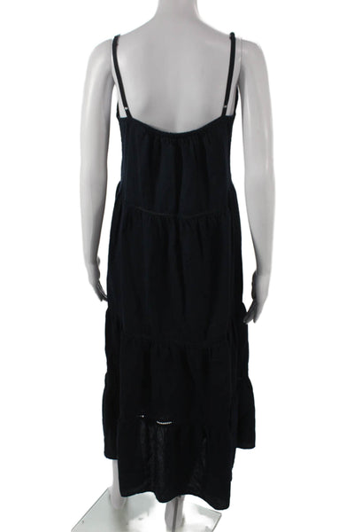Splendid Womens Black Linen V-Neck Sleeveless Maxi Dress Size S