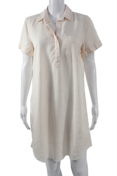 Rails Women Shirt Dress Pink Collared Short Sleeve Midi Lyocell Size S