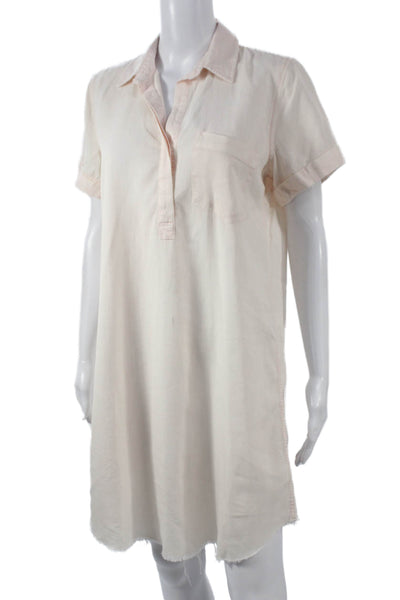 Rails Women Shirt Dress Pink Collared Short Sleeve Midi Lyocell Size S