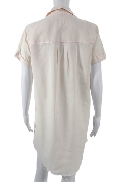 Rails Women Shirt Dress Pink Collared Short Sleeve Midi Lyocell Size S
