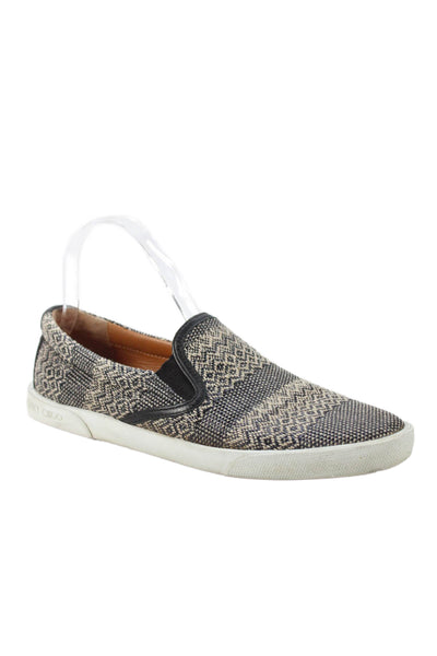 Jimmy Choo Womens Leather Trim Woven Slide On Sneakers Black Beige Size 39.5 9.5