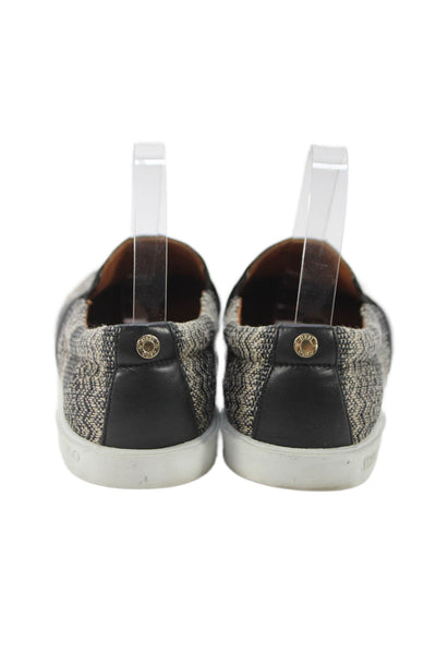 Jimmy Choo Womens Leather Trim Woven Slide On Sneakers Black Beige Size 39.5 9.5