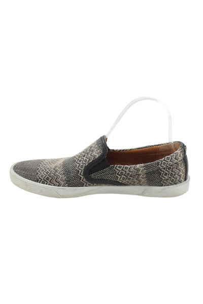 Jimmy Choo Womens Leather Trim Woven Slide On Sneakers Black Beige Size 39.5 9.5