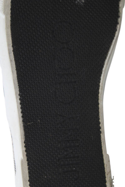 Jimmy Choo Womens Leather Trim Woven Slide On Sneakers Black Beige Size 39.5 9.5