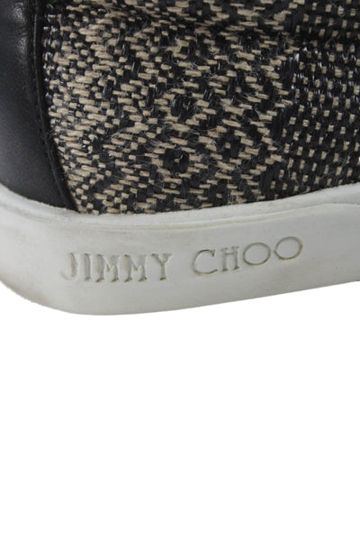 Jimmy Choo Womens Leather Trim Woven Slide On Sneakers Black Beige Size 39.5 9.5