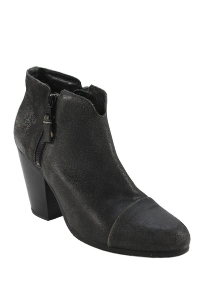 Rag & Bone Womens Leather Distressed Zip Up Margot Ankle Boots Black Size 40 10