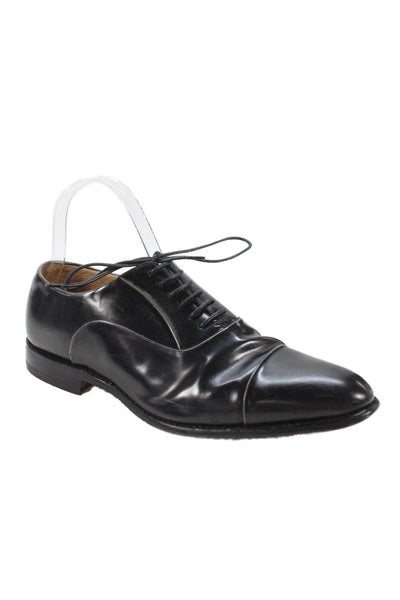 Bally Mens Leather Lace Up Cap Toe Dress Shoe Oxfords Black Size 6.5 D