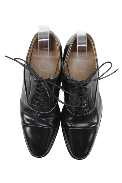 Bally Mens Leather Lace Up Cap Toe Dress Shoe Oxfords Black Size 6.5 D