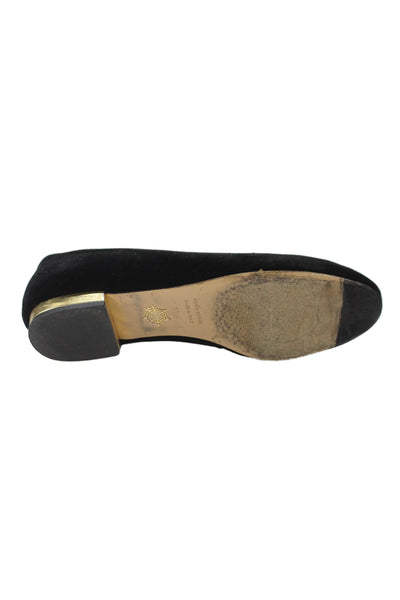 Charlotte Olympia Womens Velvet Spider Loafers Black Gold Size 35.5 5.5
