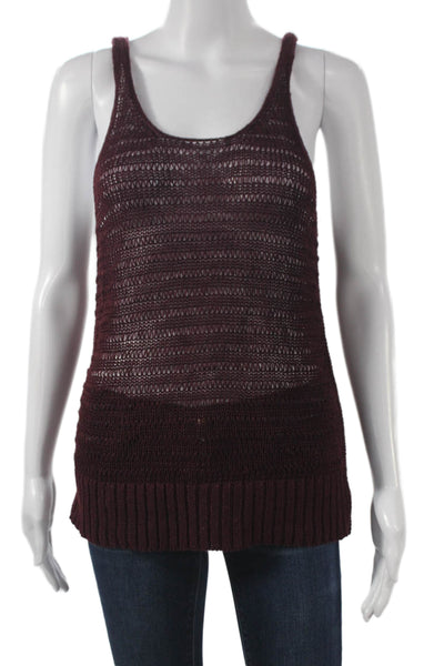 Madewell Women Basic Red Sleeveless Scoop Neck Tank Polyester Blend Size XS