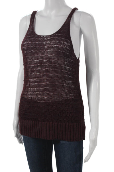 Madewell Women Basic Red Sleeveless Scoop Neck Tank Polyester Blend Size XS
