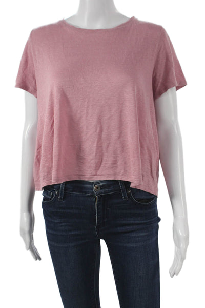 Eileen Fisher Womens Basic Pink Short Sleeve T-Shirt Size 2XS