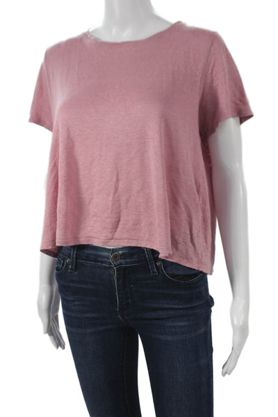 Eileen Fisher Womens Basic Pink Short Sleeve T-Shirt Size 2XS
