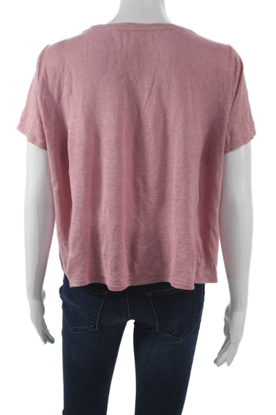 Eileen Fisher Womens Basic Pink Short Sleeve T-Shirt Size 2XS