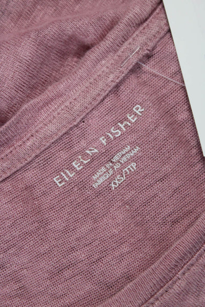 Eileen Fisher Womens Basic Pink Short Sleeve T-Shirt Size 2XS