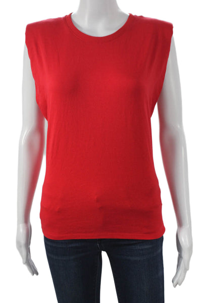 Future Collective Womens Red Cotton Sleeveless Crew Neck Basic Tank Size S