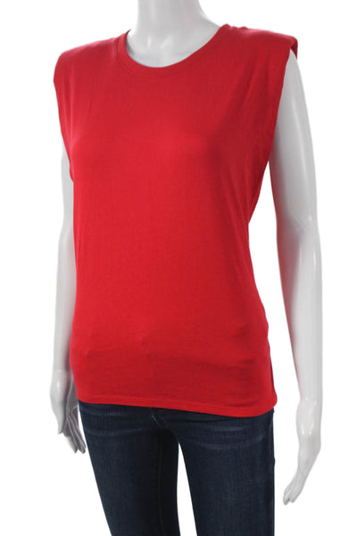 Future Collective Womens Red Cotton Sleeveless Crew Neck Basic Tank Size S