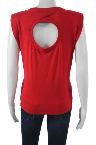 Future Collective Womens Red Cotton Sleeveless Crew Neck Basic Tank Size S