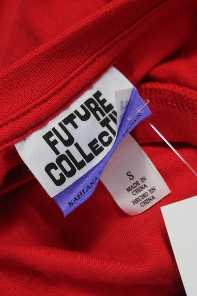 Future Collective Womens Red Cotton Sleeveless Crew Neck Basic Tank Size S