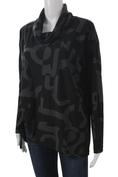 Porto Women Tunic Blouse Black Cowl Neck Long Sleeve Geometric Size 0