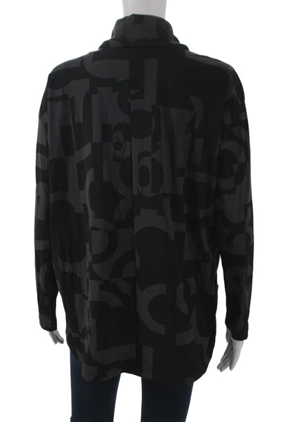 Porto Women Tunic Blouse Black Cowl Neck Long Sleeve Geometric Size 0
