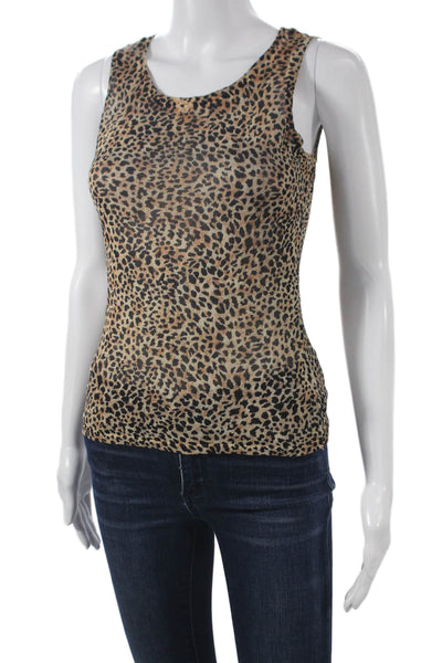 Dana Buchman Women Sleeveless Scoop Neck Tank Animal Print Multicolor Size S
