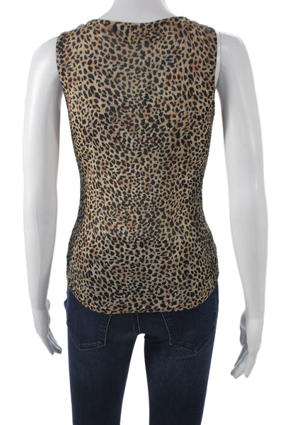 Dana Buchman Women Sleeveless Scoop Neck Tank Animal Print Multicolor Size S