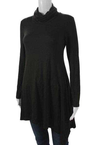 DECA Women Tunic Black Cowl Neck Long Sleeve Viscose Size 1