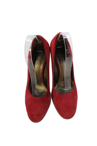 Donald J Pliner Womens Suede High Heel Wedge Heels Shoes Red Size 8