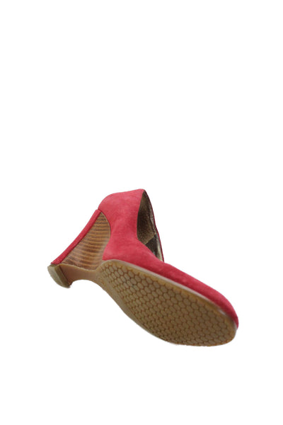 Donald J Pliner Womens Suede High Heel Wedge Heels Shoes Red Size 8