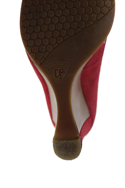 Donald J Pliner Womens Suede High Heel Wedge Heels Shoes Red Size 8