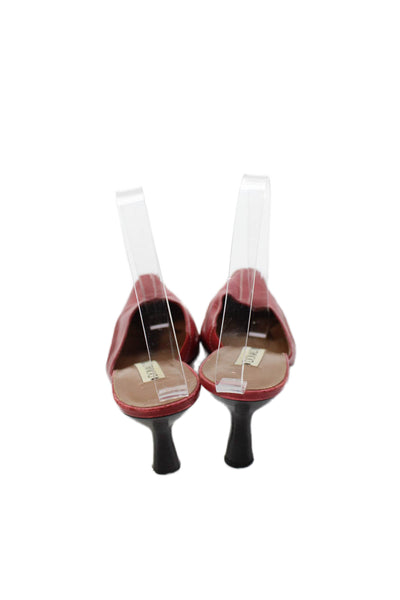 Donald J Pliner Womens Leather Pointed Toe Heels Mules Shoes Bright Red Sz 7.5M