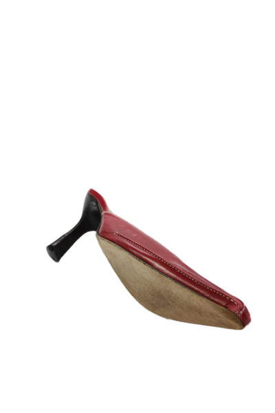 Donald J Pliner Womens Leather Pointed Toe Heels Mules Shoes Bright Red Sz 7.5M