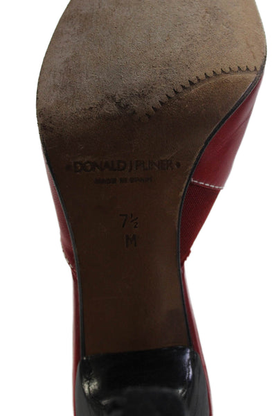 Donald J Pliner Womens Leather Pointed Toe Heels Mules Shoes Bright Red Sz 7.5M