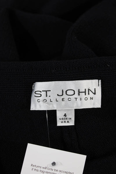 St. John Collection Womens Cropped Pants Black Viscose Blend Pull On Size 4