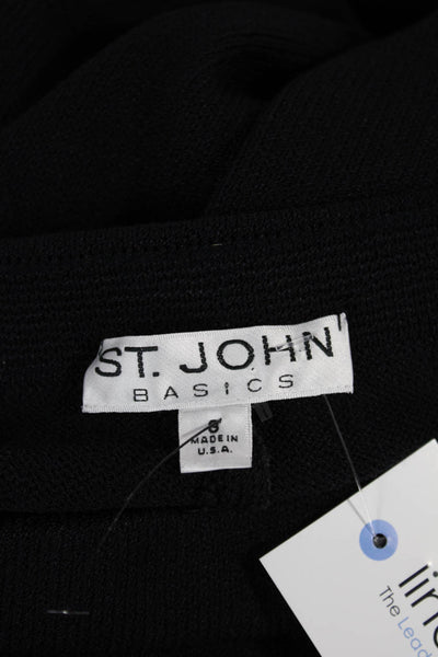 St. John Basics Women Dress Pants Black Knit Pull On Size 8