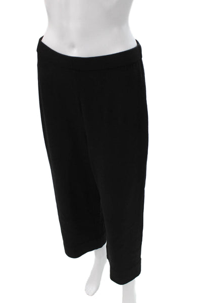 St. John Caviar Women Cropped Pants Black Viscose Blend Size 8