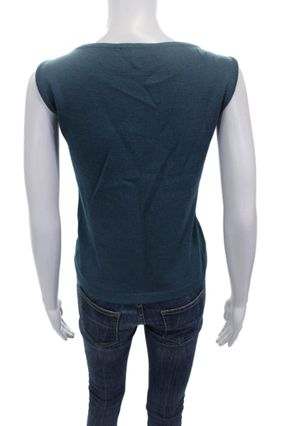 St. John Women Basic Blue Viscose Blend Scoop Neck Tank Sleeveless Size M