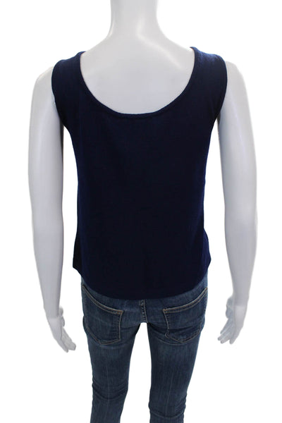 St. John Women Basic Sleeveless Wool Scoop Neck Tank Blue Size M