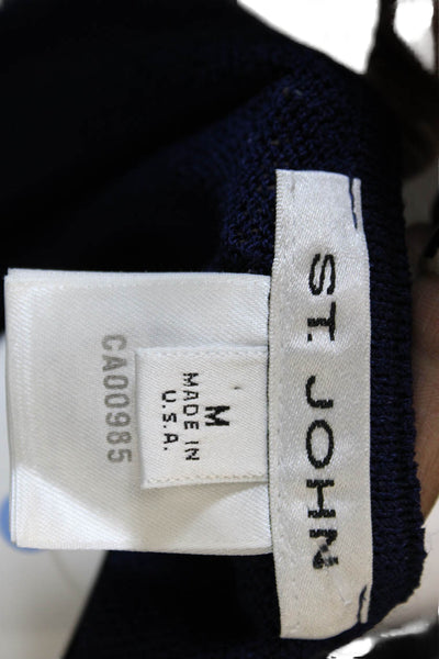 St. John Women Basic Sleeveless Wool Scoop Neck Tank Blue Size M